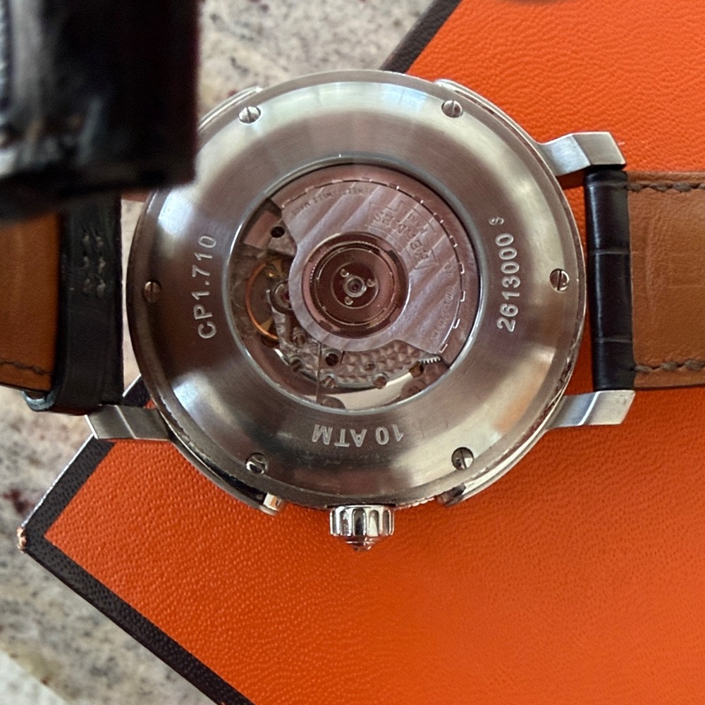 Hermes Clipper H1 Big Date Silver Automatic Watch 43mm - Picture 4 of 7